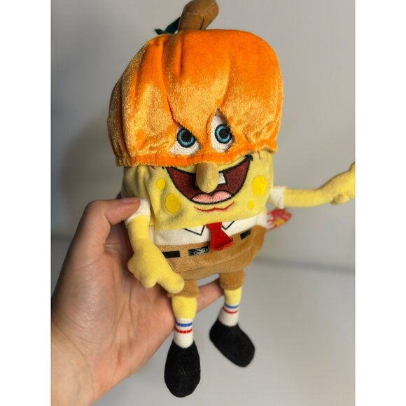 VTG TY Beanie Babies SpongeBob Pumpkinmask 8.5" Beanbag Plush - 2004 Halloween - Picture 3 of 6
